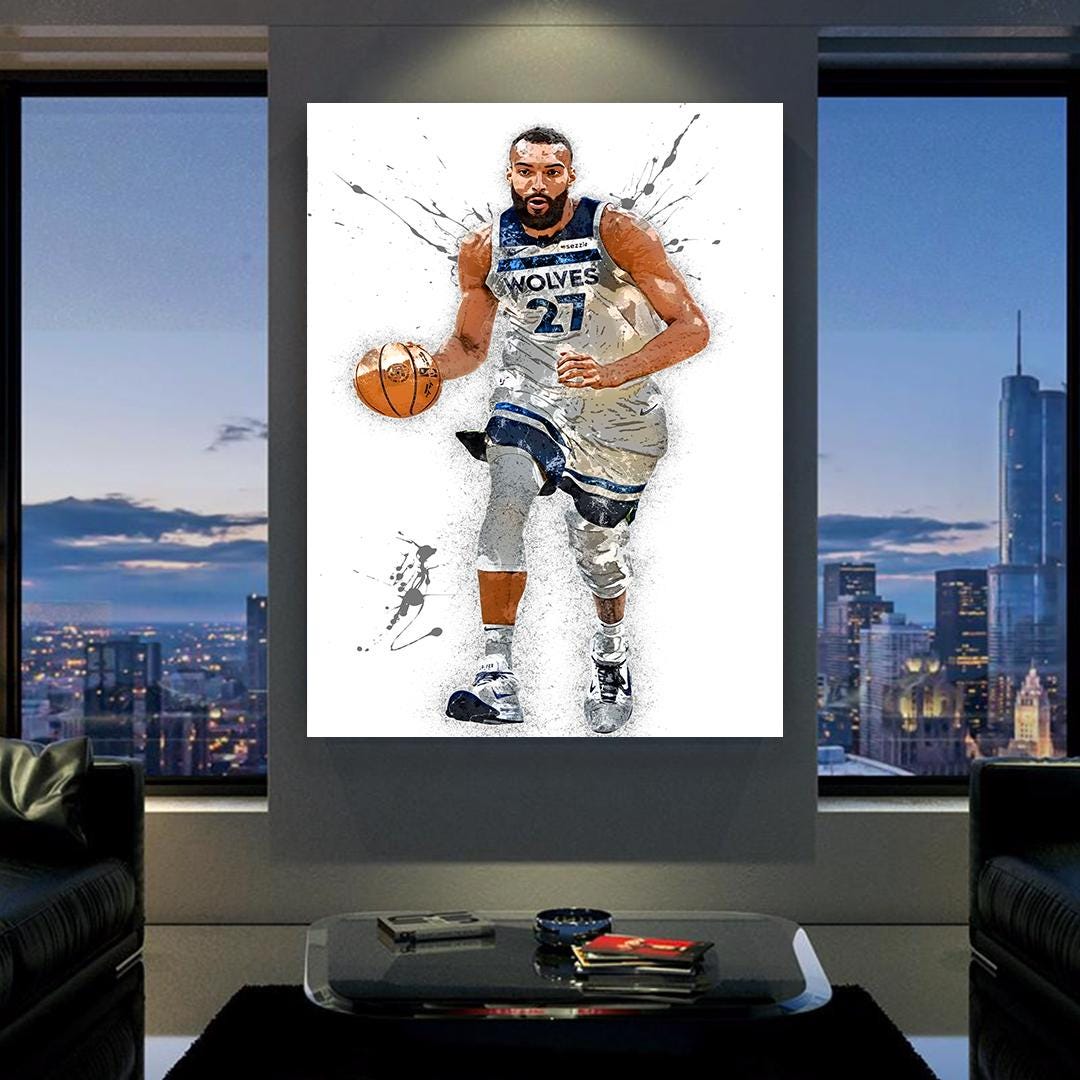 Rudy Gobert Poster, Minnesota Timberwolves, Gallery Canvas Wrap or Museum-Quality Poster, Fine Art, Man Cave, Kids room, Dorm Room