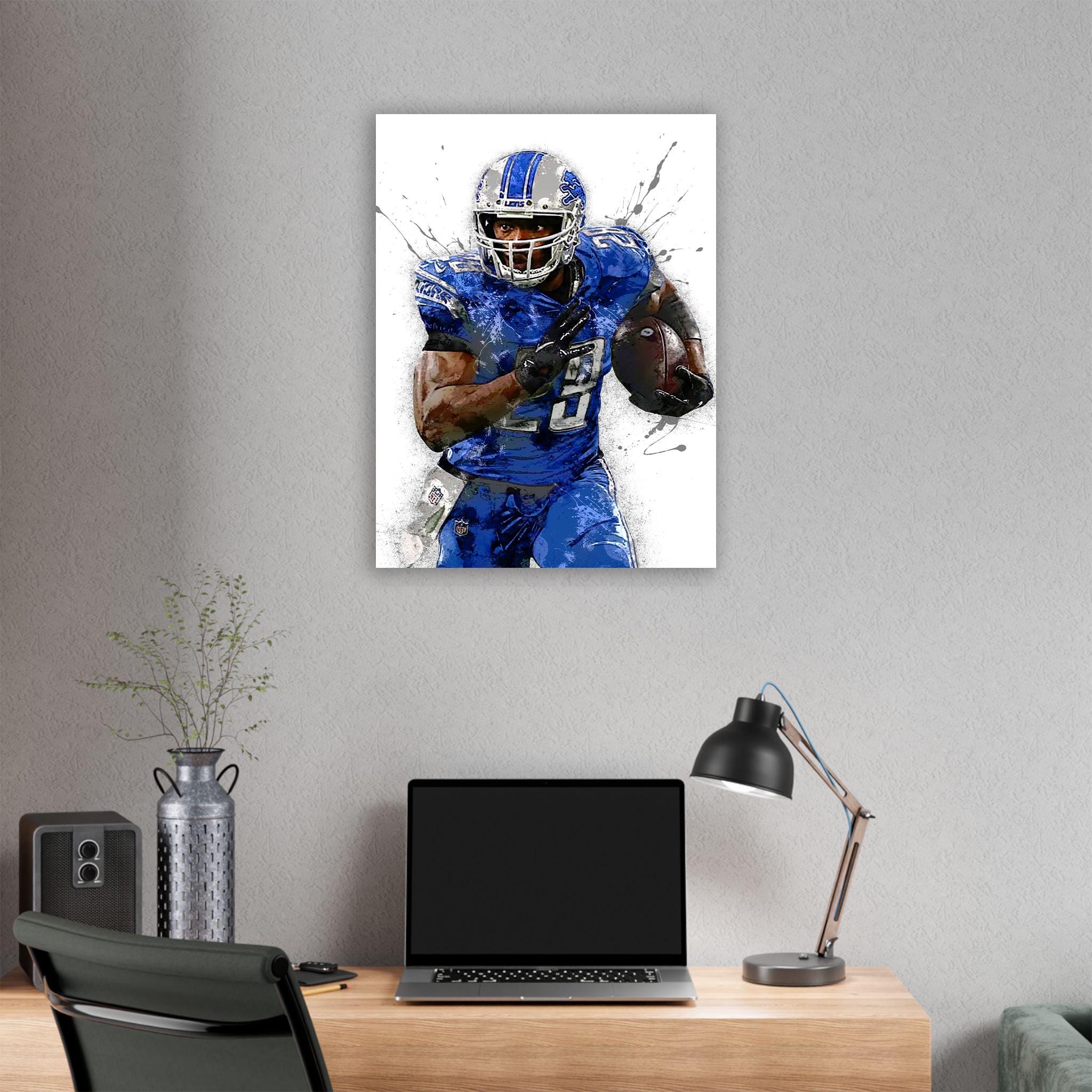 Adrian Peterson Poster, Detroit Lions, Gallery Canvas Wrap or Museum-Quality Poster, Fine Art, Wall Decor for Man Cave, Kids room, Dorm Room