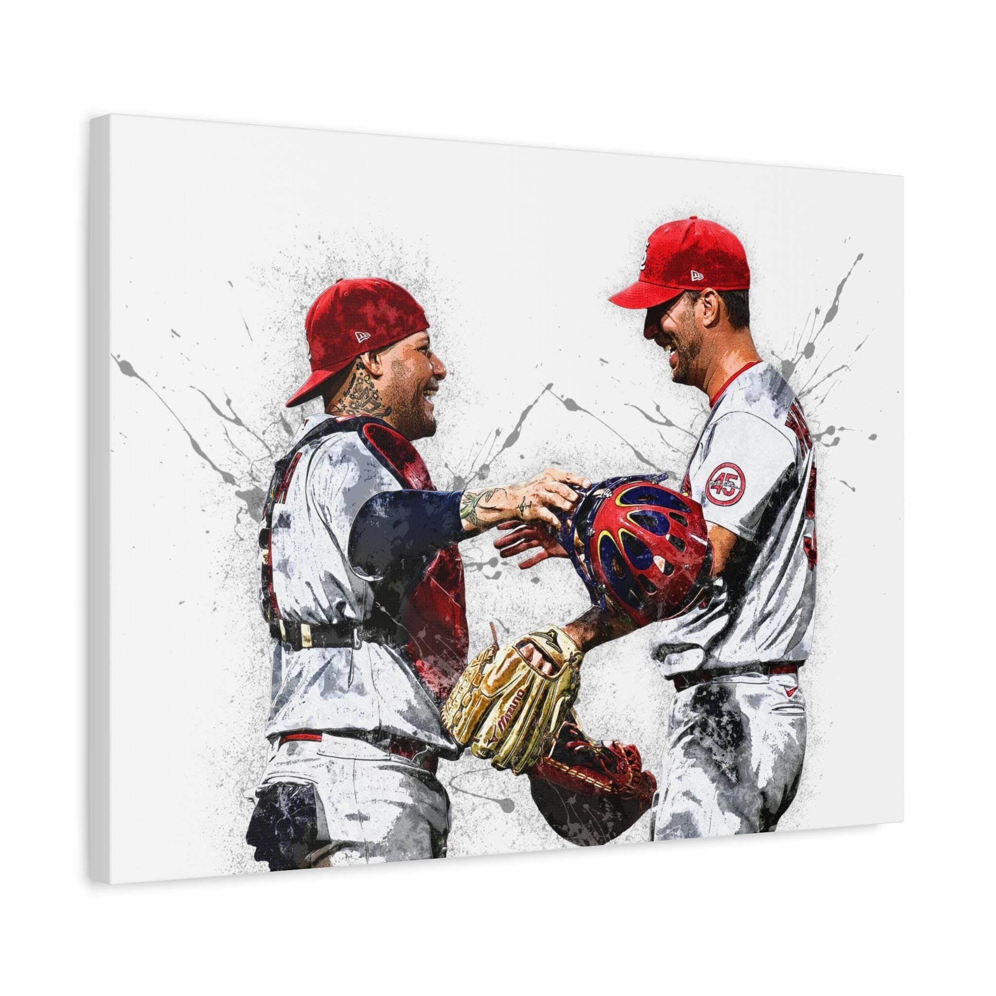 Yadier Molina & Adam Wainwright Cardinals Art: Baseball Poster, Canvas, or Framed Print