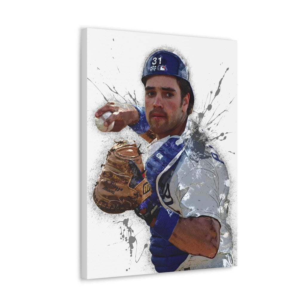 Mike Piazza Poster, Los Angeles Dodgers, Gallery Canvas Wrap, Fine Art, Wall Decor for Man Cave, Kids room, Dorm Room
