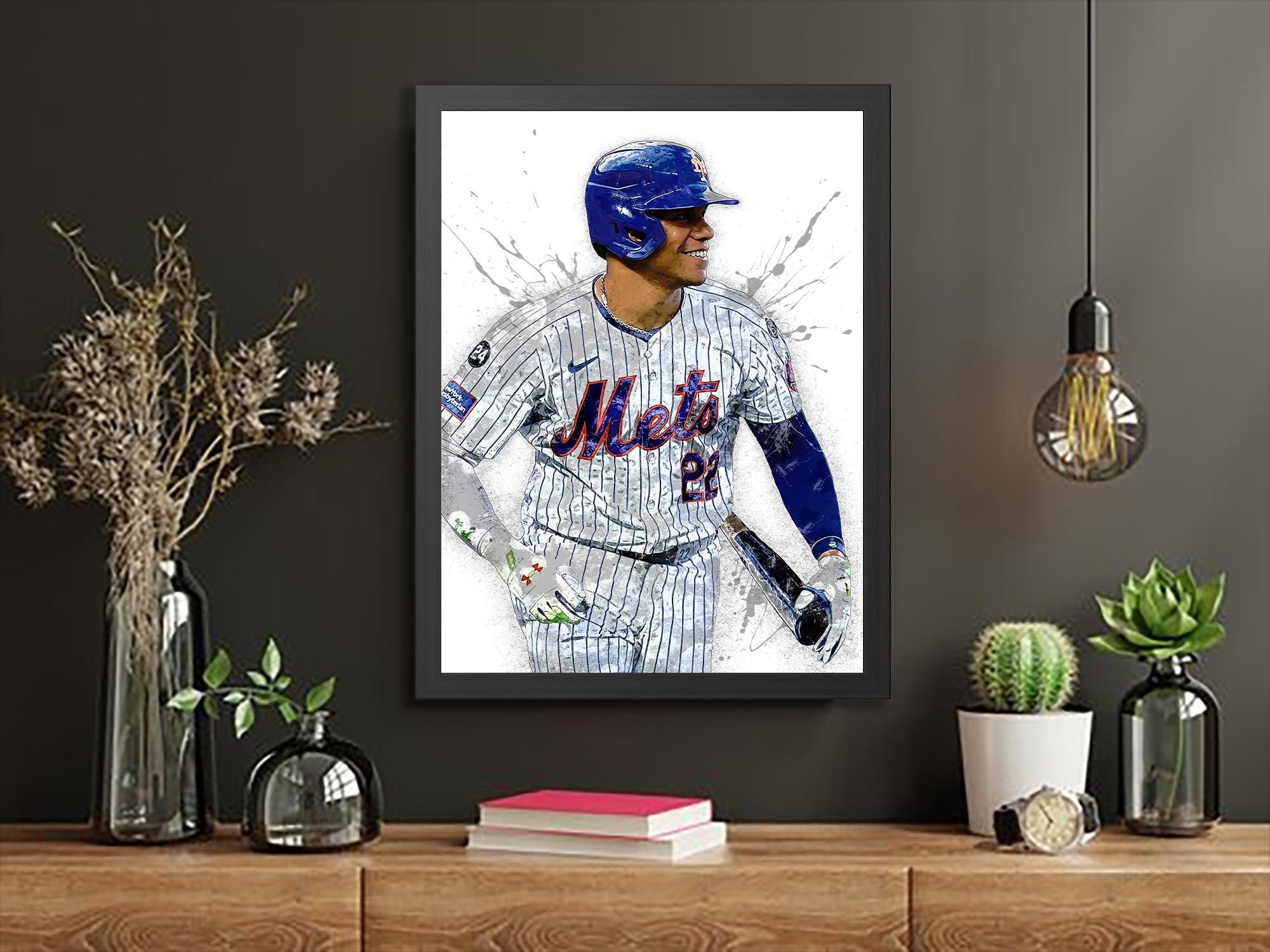Juan Soto, NY Mets, Gallery Canvas Wrap or Museum-Quality Poster Print, Fine Art, Wall Decor for Man Cave, Office or Dorm Room