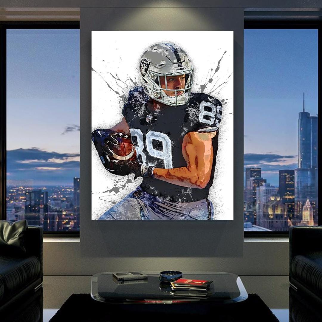 Brock Bowers Poster, Las Vegas Raiders, Gallery Canvas Wrap or Museum-Quality Poster, Fine Art, Man Cave, Kids room, Office