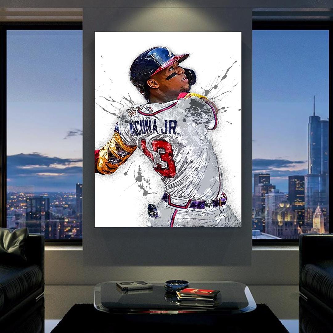 Ronald Acuna Jr Poster, Atlanta Braves, Gallery Canvas Wrap, Fine Art, Wall Decor for Man Cave, Kids room, Dorm Room