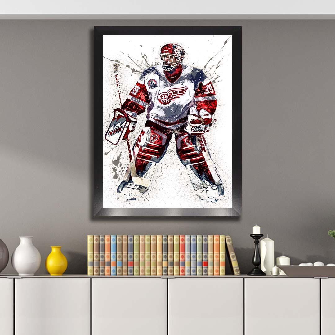 Dominik Hasek Poster, Detroit Red Wings, Gallery Canvas Wrap or Museum-Quality Poster, Man Cave, Kids room, Office