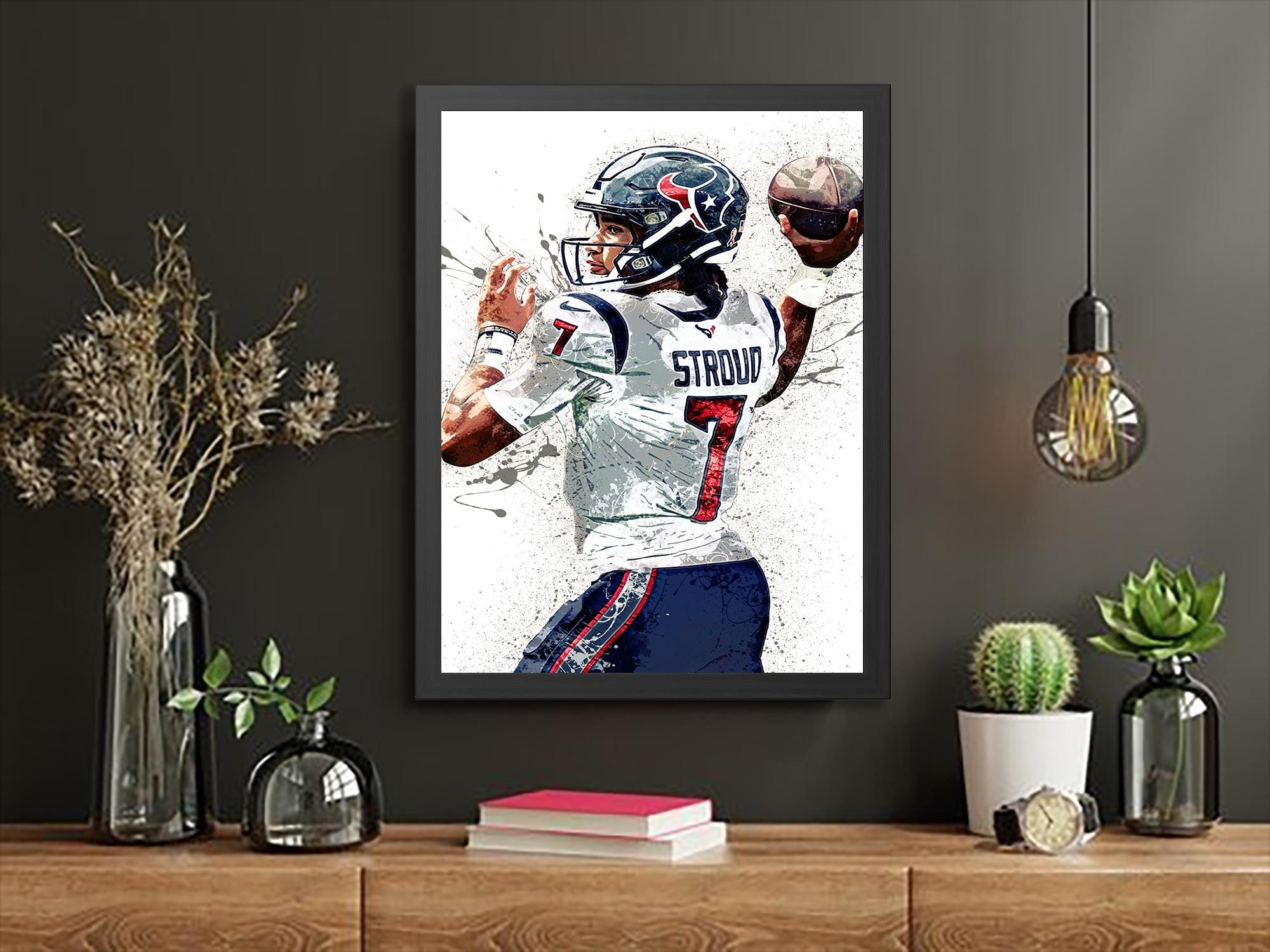 CJ Stroud Poster, Houston Texans, Gallery Canvas Wrap or Museum-Quality Poster, Man Cave, Kids room, Dorm Room, Office