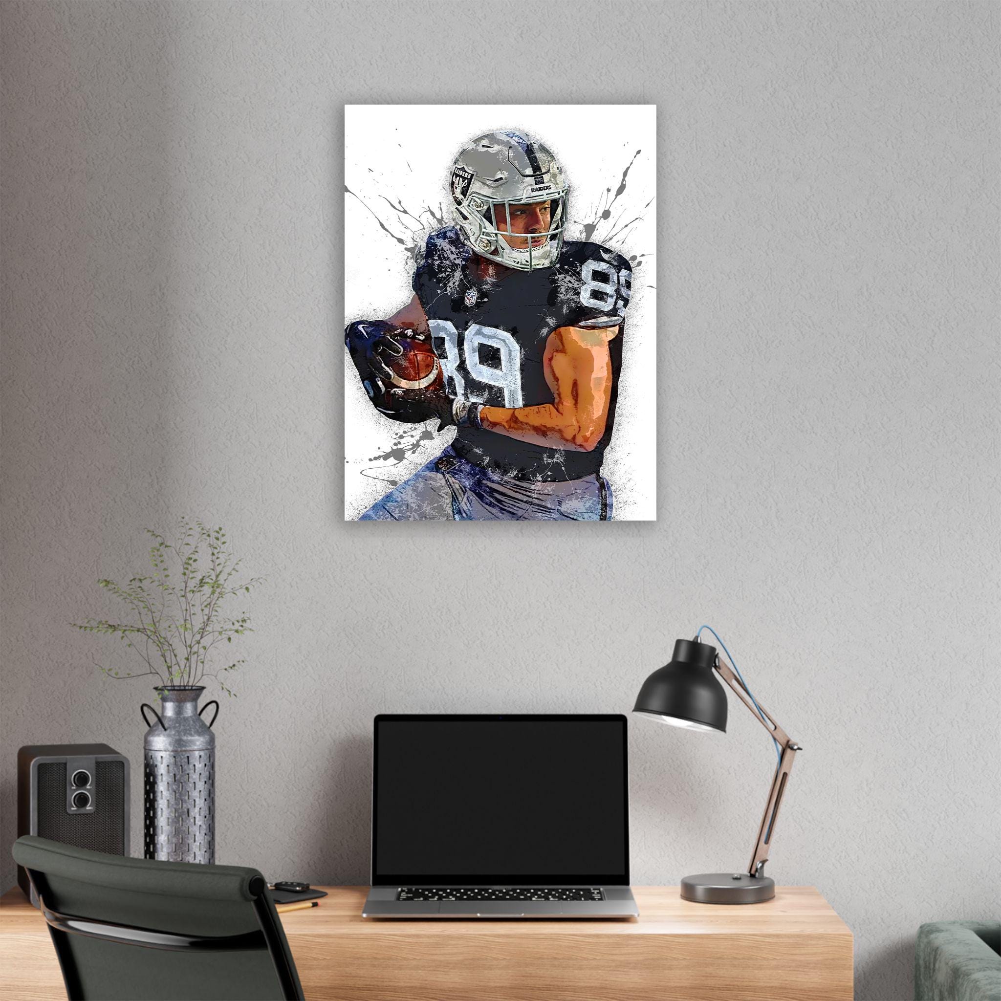 Brock Bowers Poster, Las Vegas Raiders, Gallery Canvas Wrap or Museum-Quality Poster, Fine Art, Man Cave, Kids room, Office