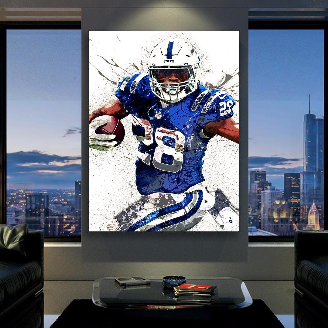 Jonathan Taylor Colts Poster: Indianapolis Football Art, Man Cave Decor