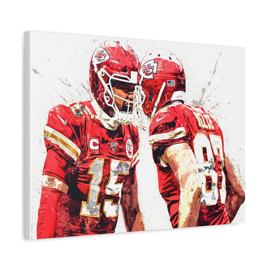 Patrick Mahomes, Travis Kelce Poster Kansas City Chiefs, Canvas Wrap or Museum-Quality Poster, Fine Art, Man Cave, Kids room
