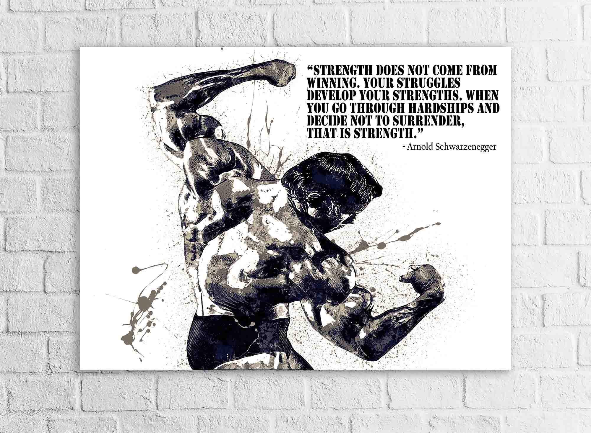 Arnold Schwarzenegger, Quote Poster, Motivational, Gallery Canvas Wrap or Premium Poster, Gym Room, Fine Art Quality, Man Cave, Kids room