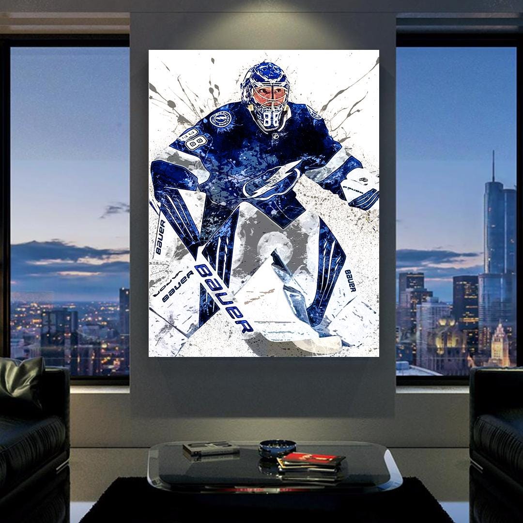 Andrei Vasilevskiy Poster, Tampa Bay Lightning, Gallery Canvas Wrap or Museum-Quality Poster Print, Man Cave, Office or Kids Room
