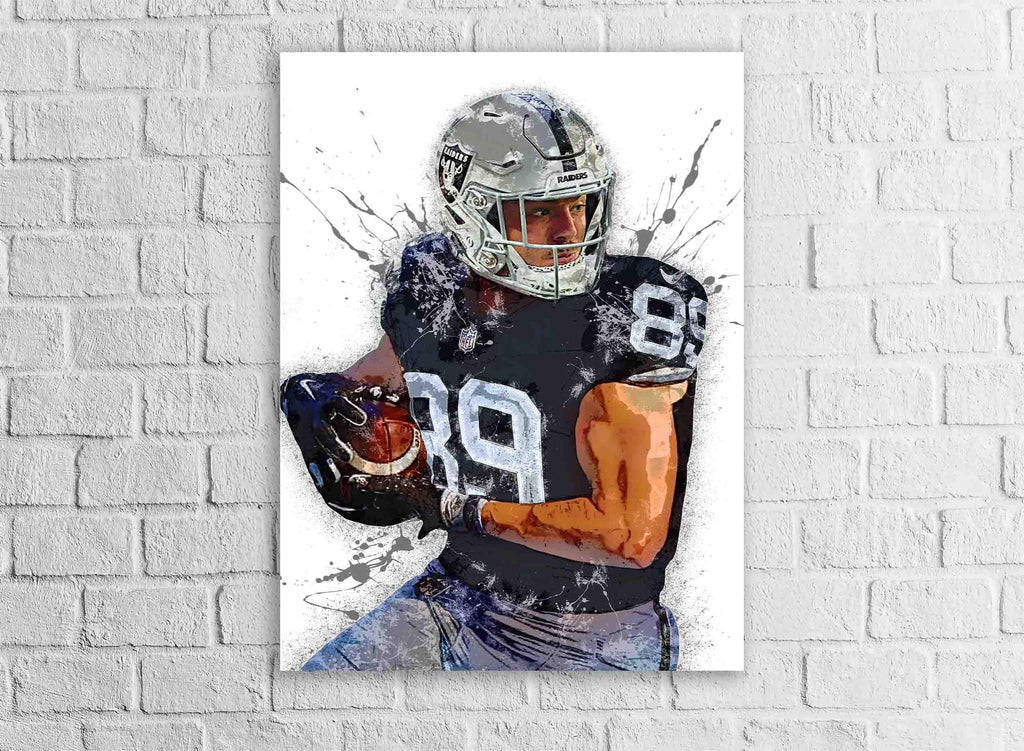 Brock Bowers Poster, Las Vegas Raiders, Gallery Canvas Wrap or Museum-Quality Poster, Fine Art, Man Cave, Kids room, Office