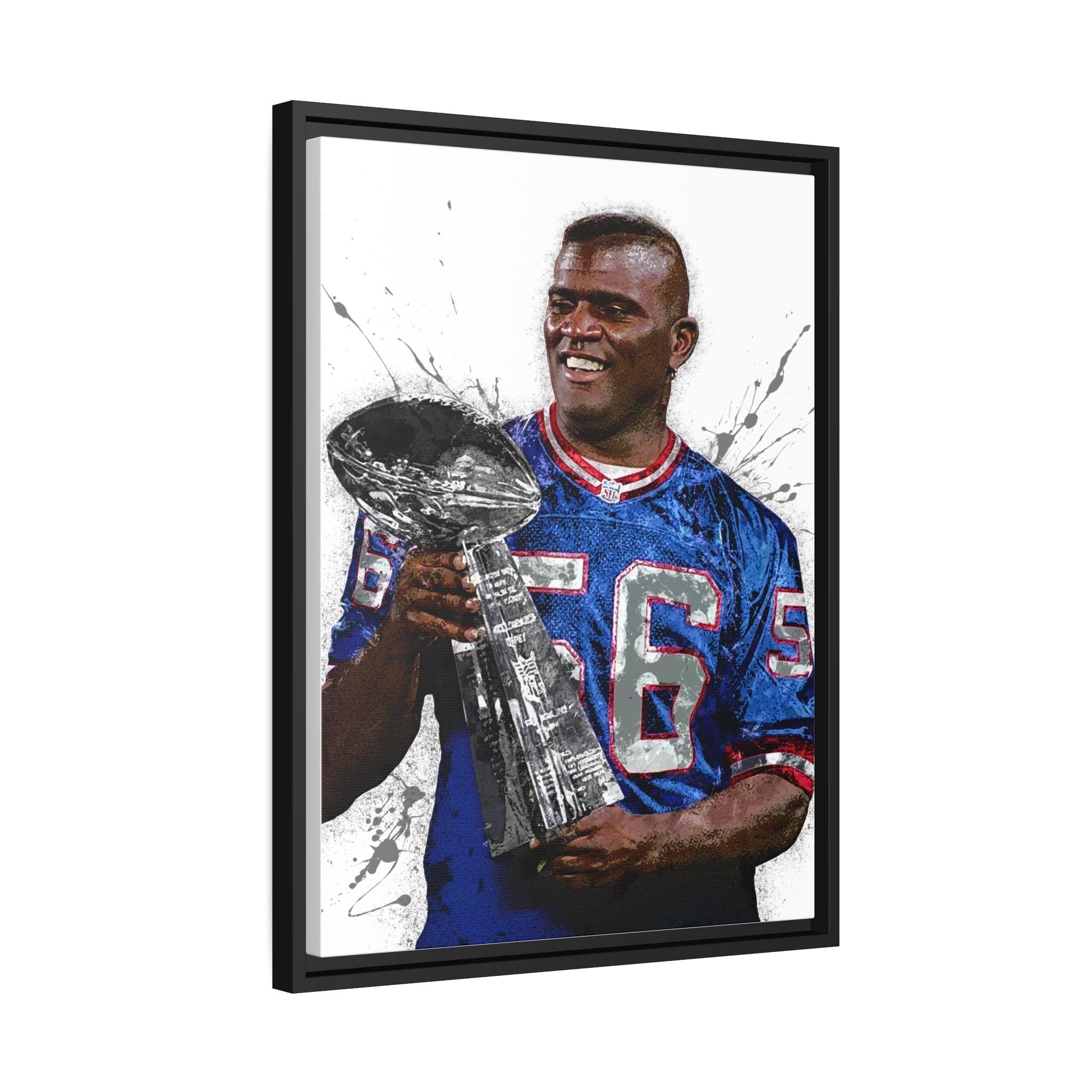 Lawrence Taylor Poster, New York Giants, Gallery Canvas Wrap or Museum-Quality Poster, Fine Art, Wall Decor for Man Cave, Kids room