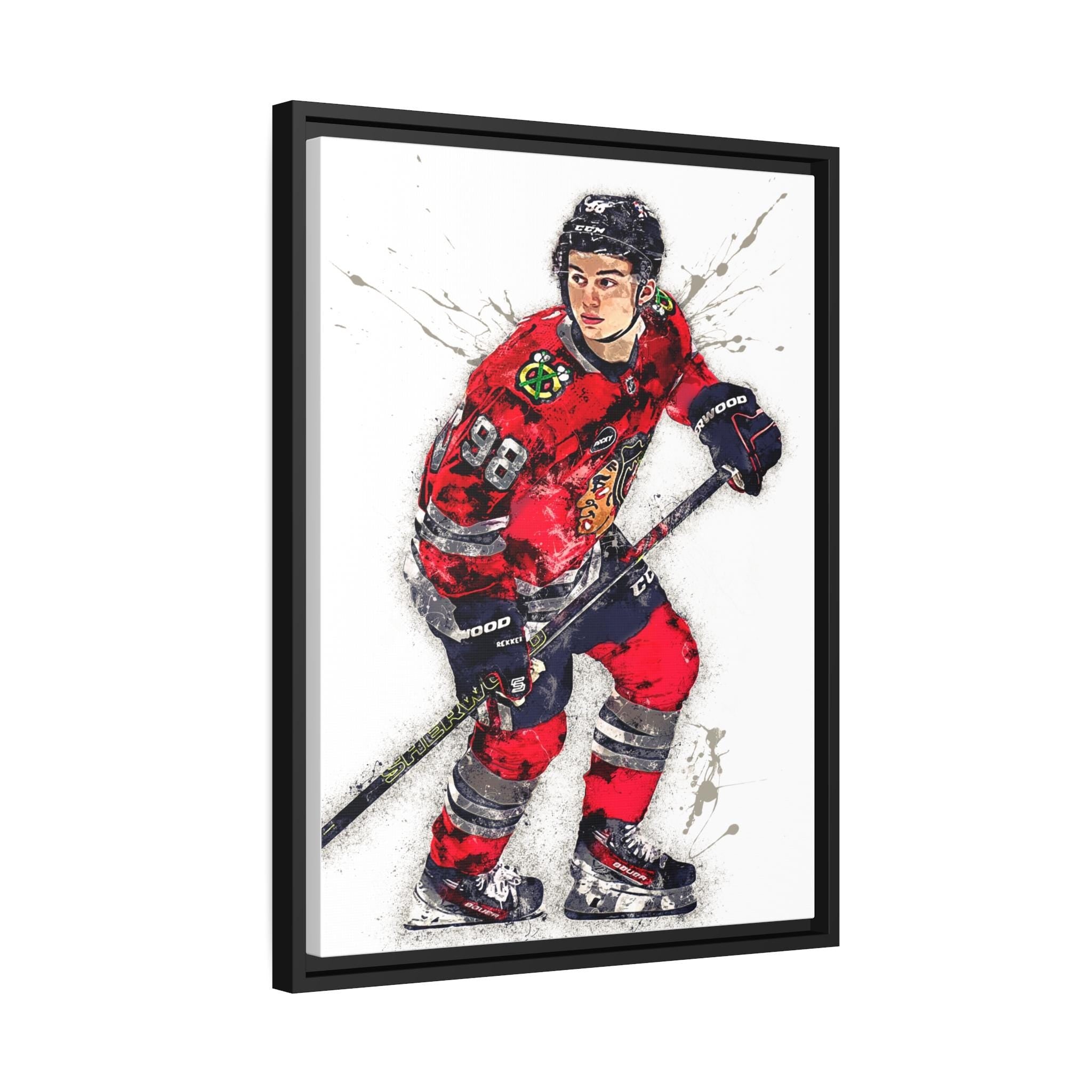 Connor Bedard Poster, Chicago Blackhawks, Gallery Canvas Wrap or Museum-Quality Poster Print, Wall Decor for Man Cave, Office or Kids Room