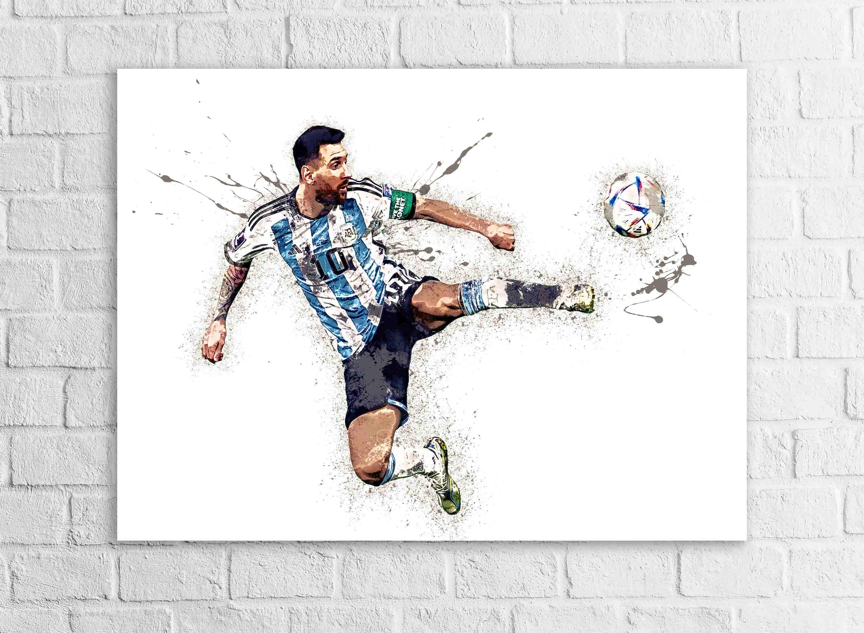 Lionel Messi, Argentina, Canvas Wrap or Museum-Quality Poster, Fine Art, Wall Decor for Man Cave, Kids room, Dorm Room