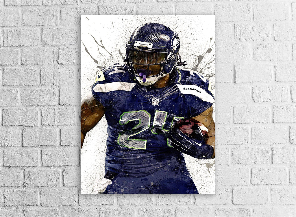 Marshawn Lynch Poster, Seattle Seahawks, Gallery Canvas Wrap or Museum-Quality Poster, Fine Art, Man Cave, Kids room