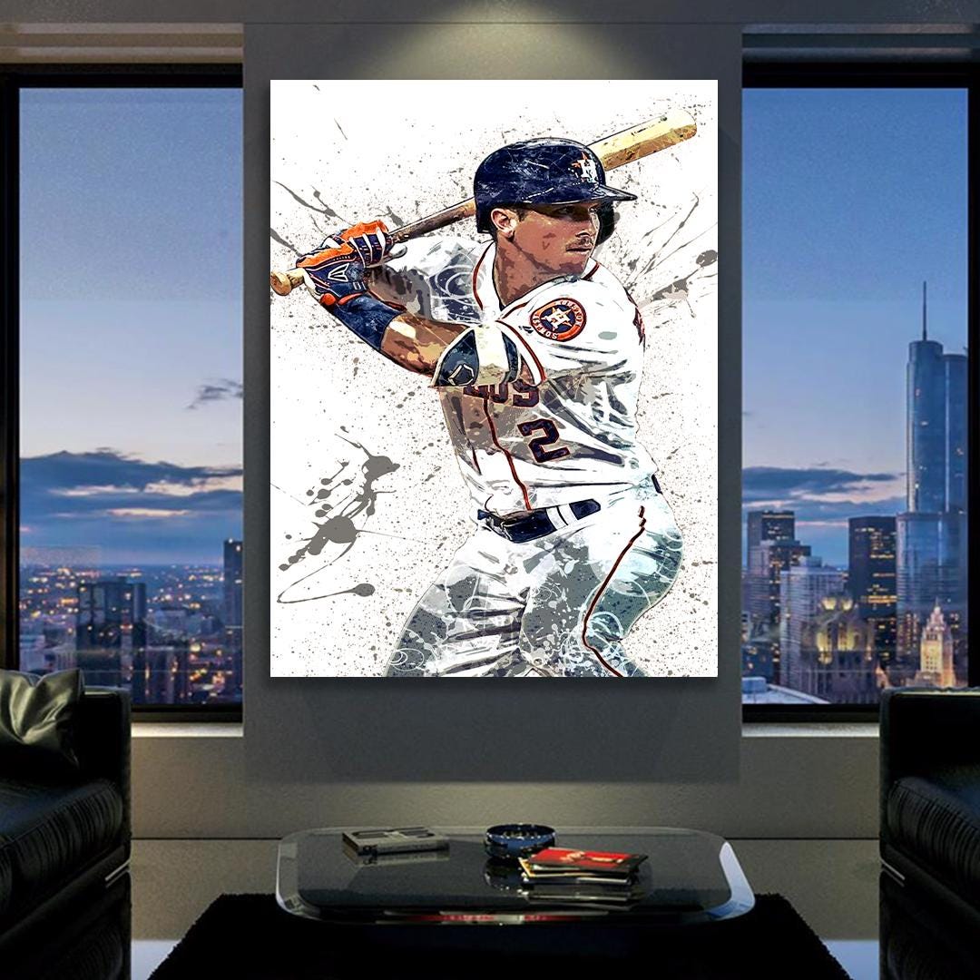 Alex Bregman Poster, Houston Astros, Gallery Canvas Wrap or Museum-Quality Poster Print, Fine Art, Man Cave, Office or Kids Room