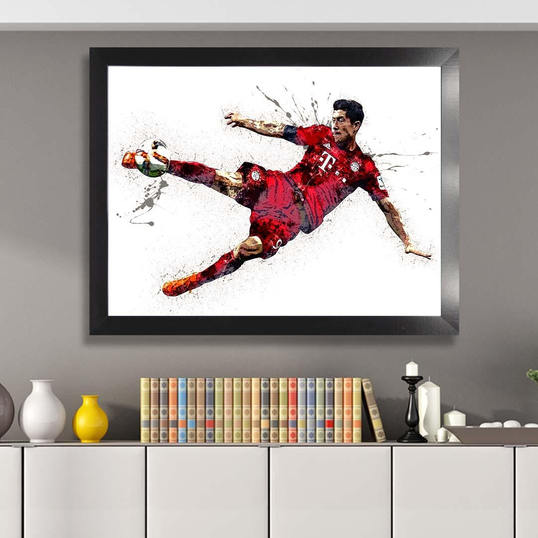 Robert Lewandowski, "Iconic Kick", Gallery Canvas Wrap or Museum-Quality Poster, Wall Decor, Man Cave, Kids room, Office
