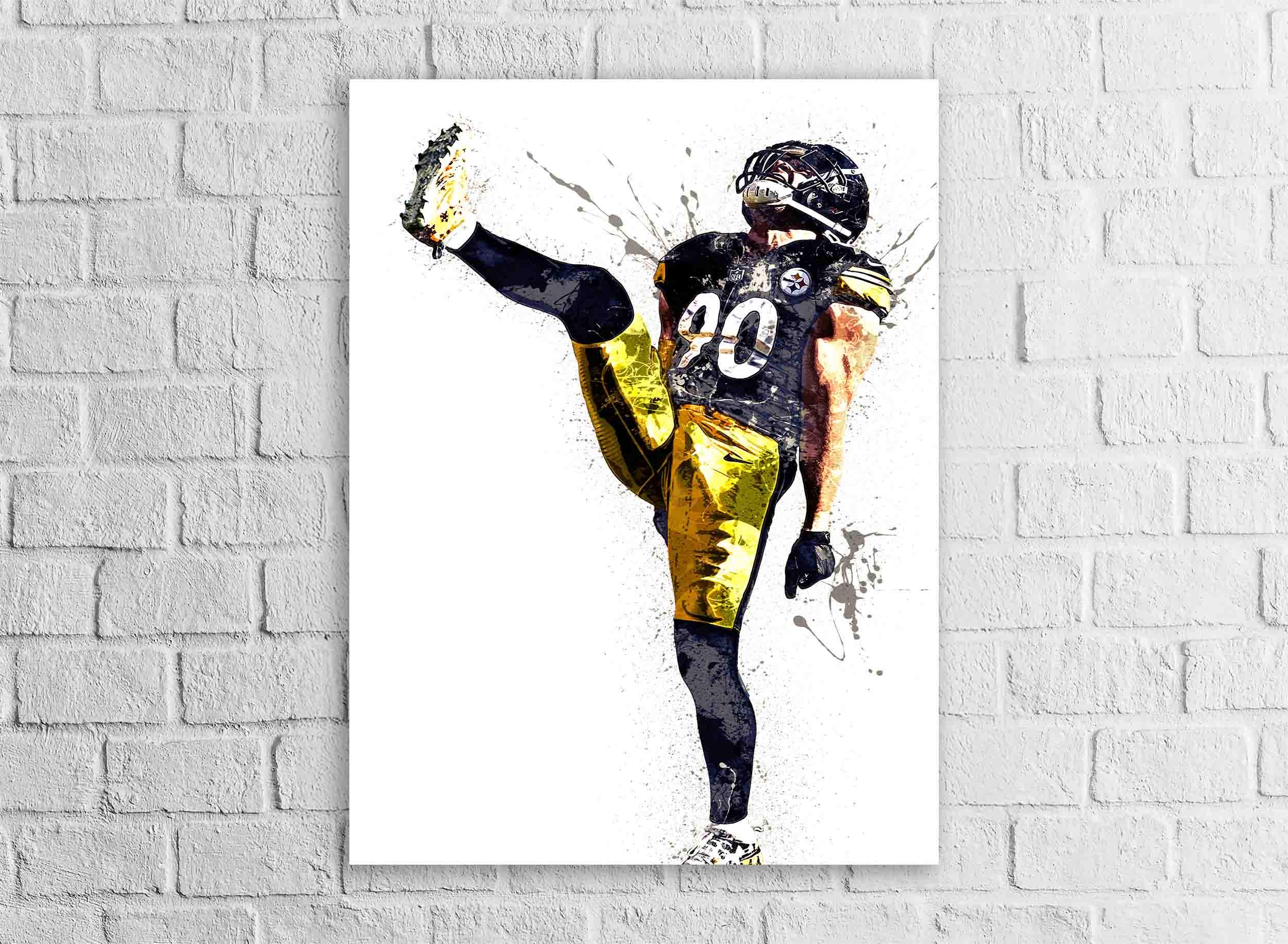 TJ Watt, Pittsburgh Steelers, Gallery Canvas Wrap or Museum-Quality Poster, Fine Art, Wall Decor for Man Cave, Kids room, Dorm