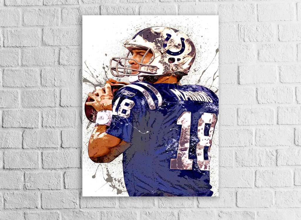 Peyton Manning Poster, Indianapolis Colts, Gallery Canvas Wrap or Museum-Quality Poster, Fine Art, Man Cave, Kids room