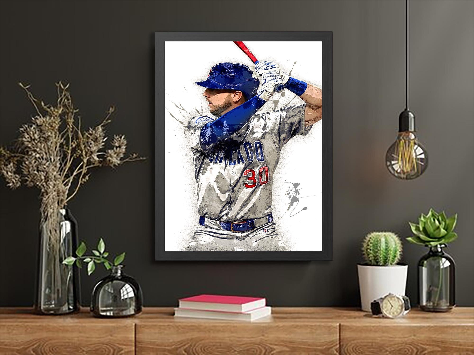 Kyle Tucker, Chicago Cubs, Gallery Canvas Wrap or Museum-Quality Poster Print, Fine Art, Wall Decor for Man Cave, Office or Dorm Room