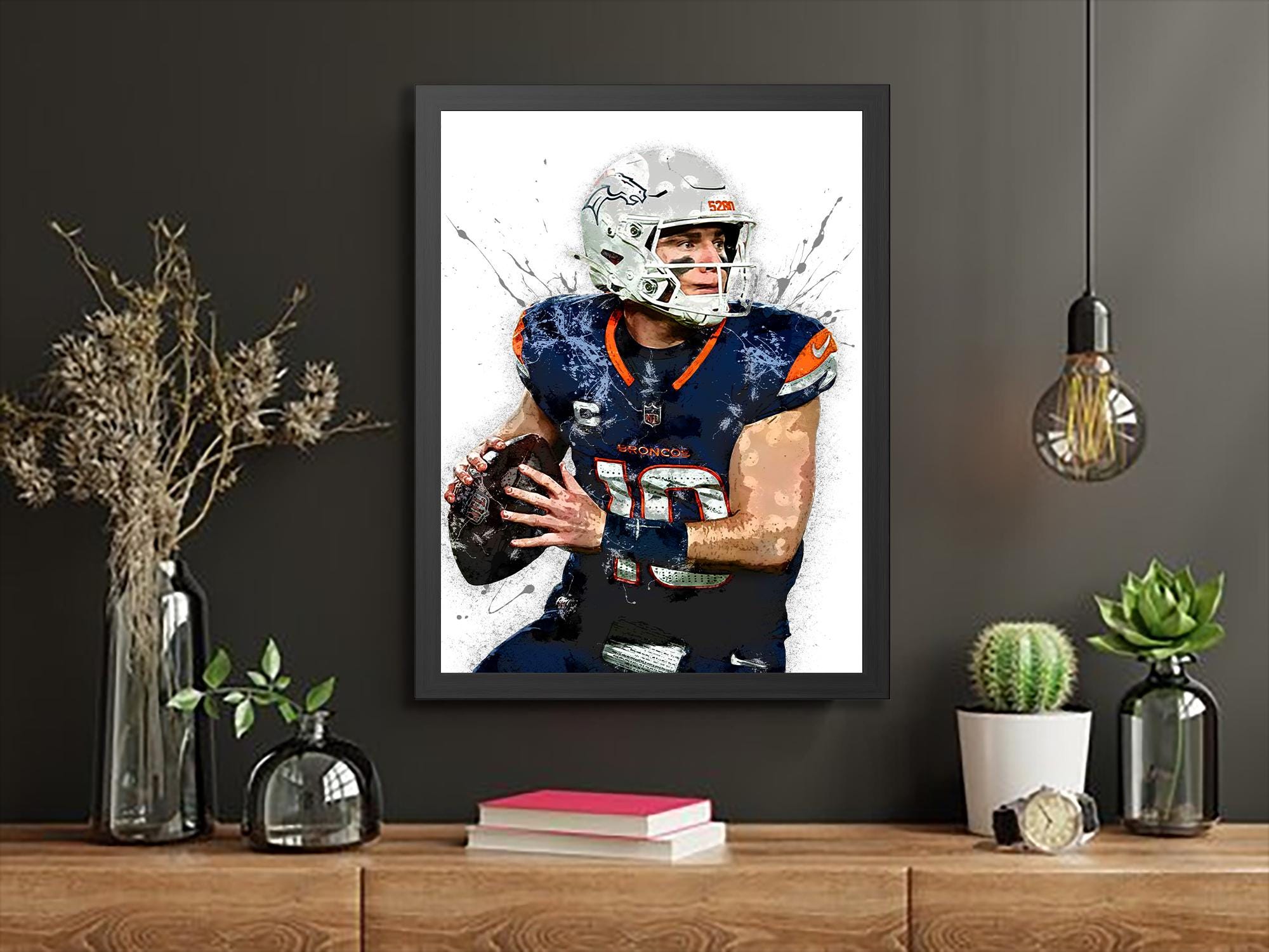 Bo Nix Poster, Denver Broncos, Gallery Canvas Wrap or Museum-Quality Poster, Fine Art, Wall Decor for Man Cave, Kids room