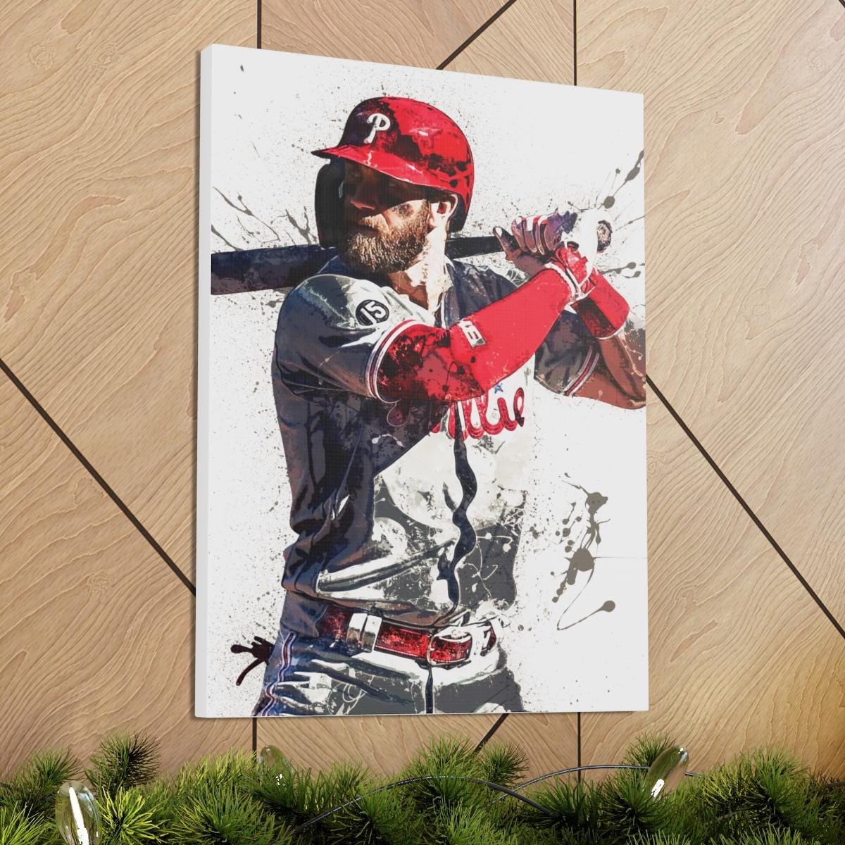 Bryce Harper Poster, Philadelphia Phillies, Gallery Canvas Wrap or Museum-Quality Poster Print, Fine Art, Man Cave, Office or Kids Room