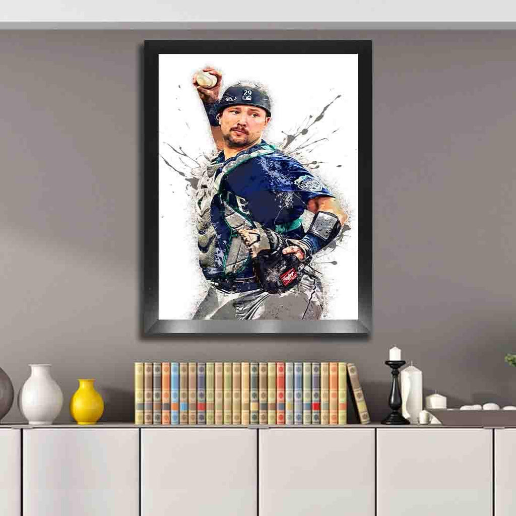 Cal Raleigh Poster, Seattle Mariners, Gallery Canvas Wrap or Premium Poster Print, Man Cave, Kids room, Office, Dorm Room