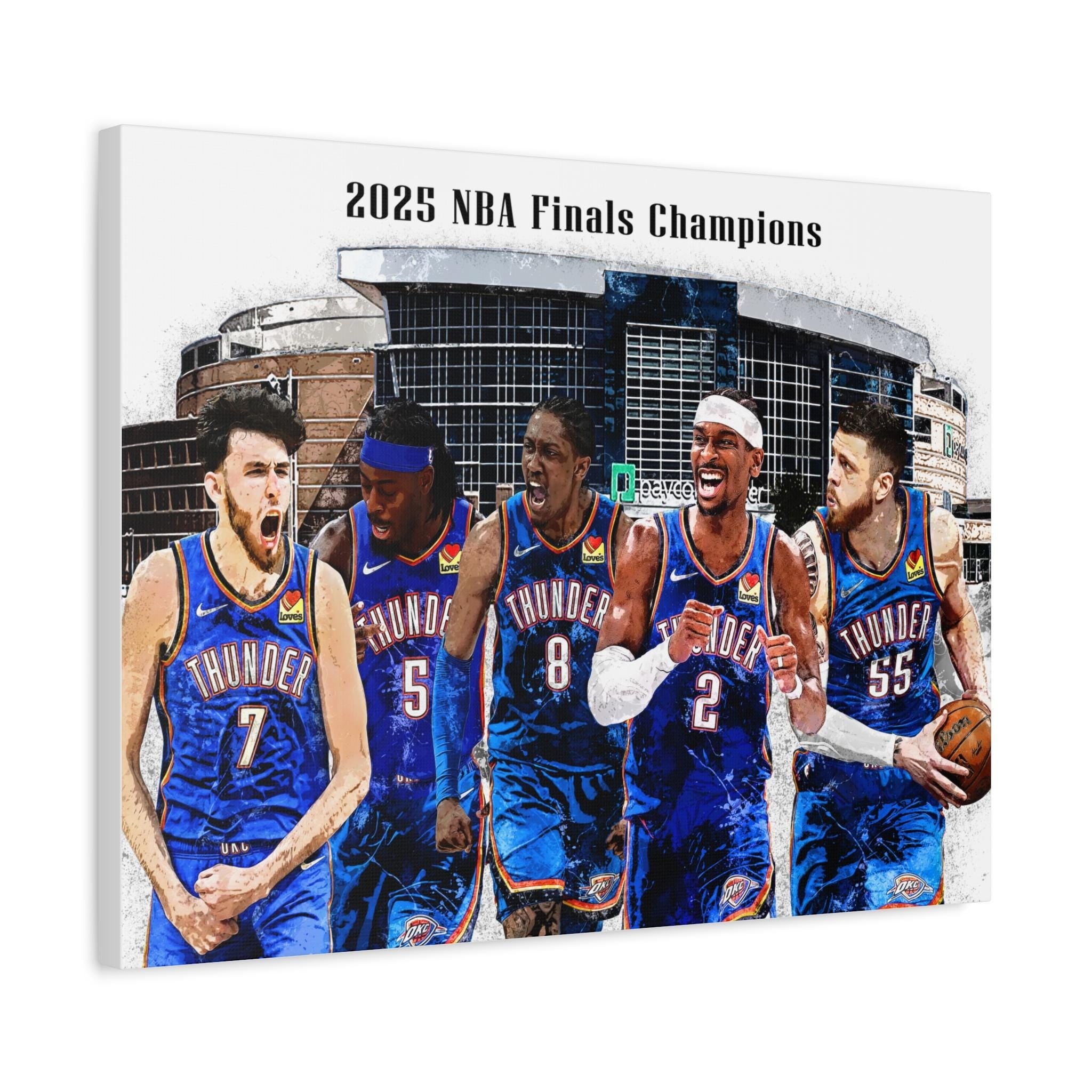 Oklahoma City Thunder 2025 Champions Poster, Canvas Wrap: NBA Finals Art, Man Cave Decor