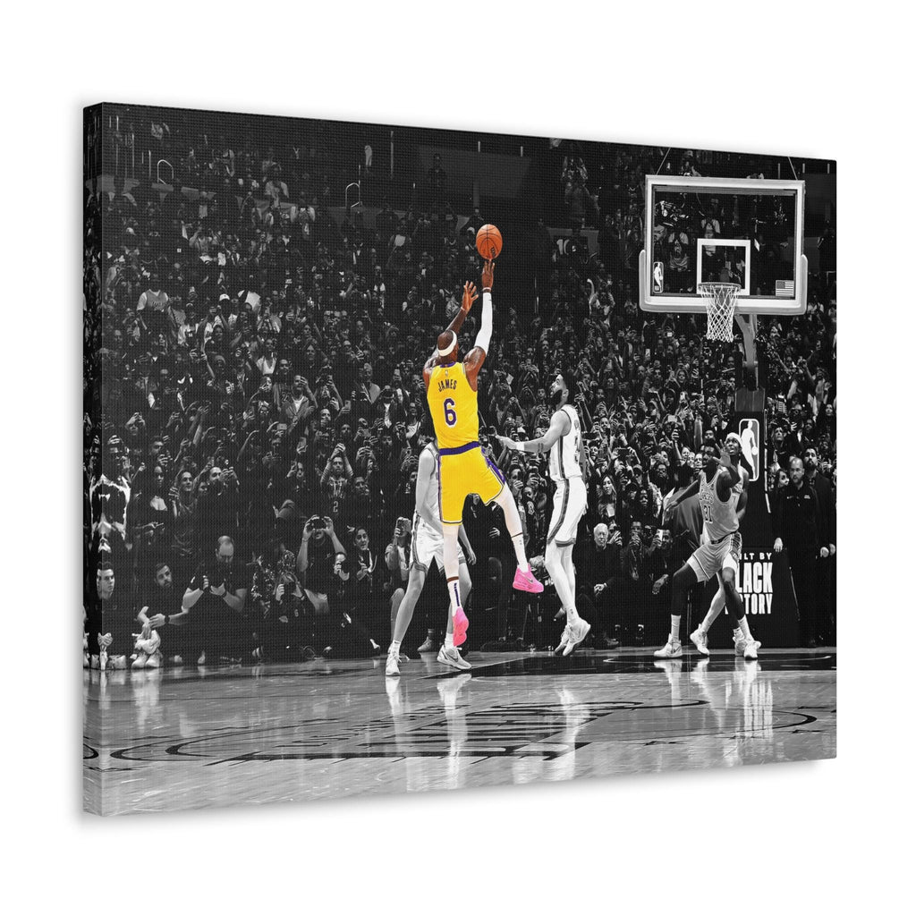 Lebron James, "Record Breaking Shot", Gallery Canvas Wrap or Museum-Quality Poster, Fine Art, Man Cave, Kids room, Dorm Room