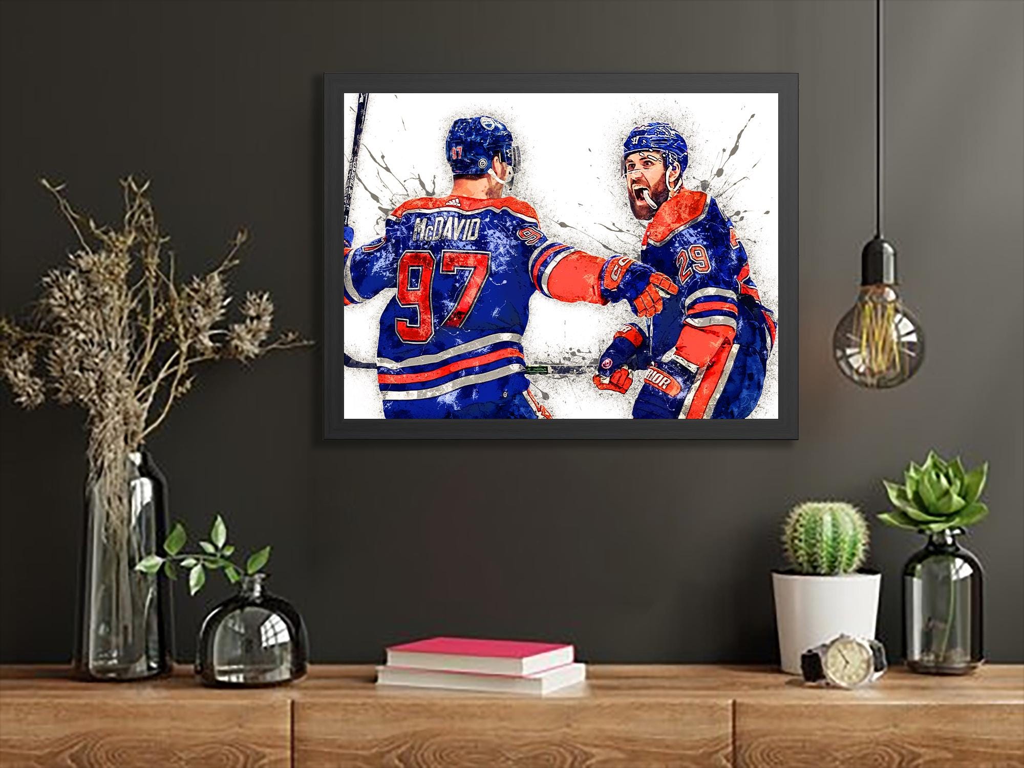 Connor McDavid, Leon Draisaitl, Edmonton Oilers, Gallery Canvas Wrap or Museum-Quality Poster, Wall Decor, Man Cave, Kids room, Office