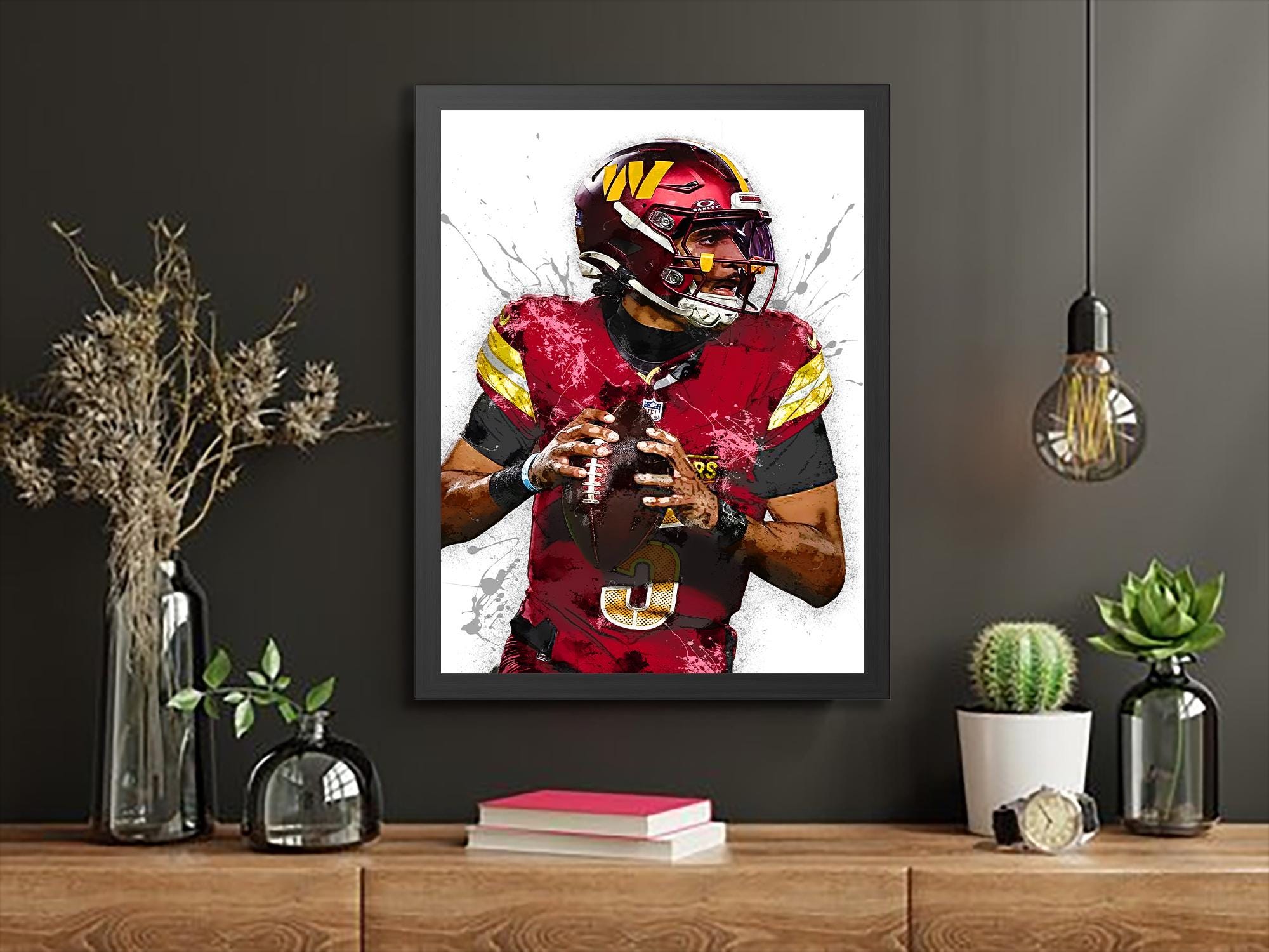 Jayden Daniels Poster, Washington Commanders, Gallery Canvas Wrap or Premium Poster, Fine Art, Man Cave, Kids room, Office