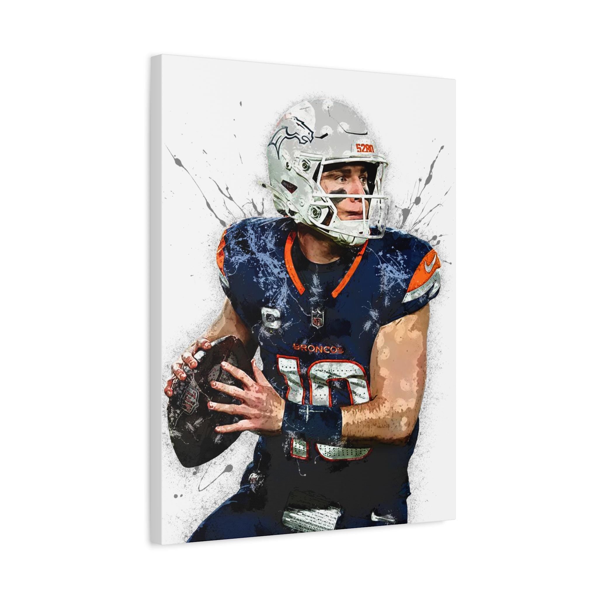Bo Nix Poster, Denver Broncos, Gallery Canvas Wrap or Museum-Quality Poster, Fine Art, Wall Decor for Man Cave, Kids room