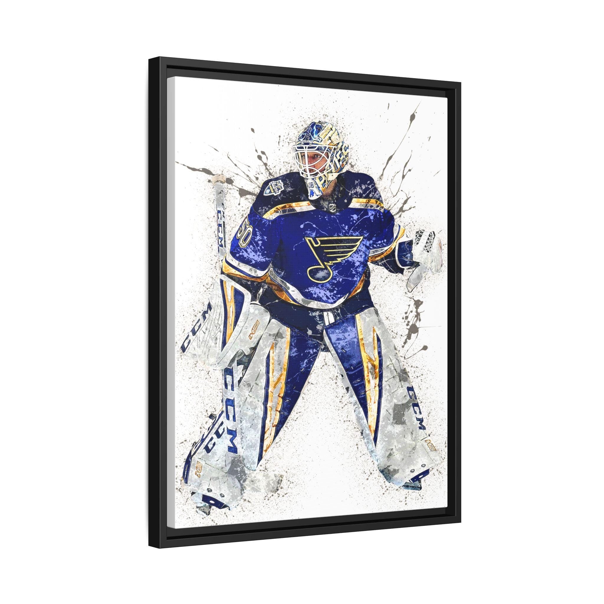 Jordan Binnington Poster, St. Louis Blues, Gallery Canvas Wrap or Museum-Quality Poster, Man Cave, Kids room, Office