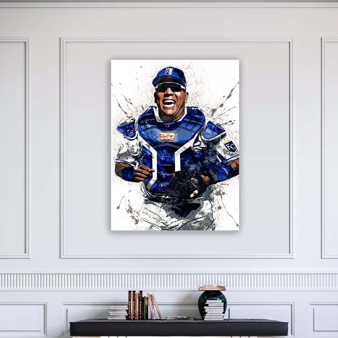 Salvador Perez Poster, Kansas City Royals, Gallery Canvas Wrap or Museum-Quality Poster, Fine Art, Man Cave, Kids room, Dorm Room, Kids Room