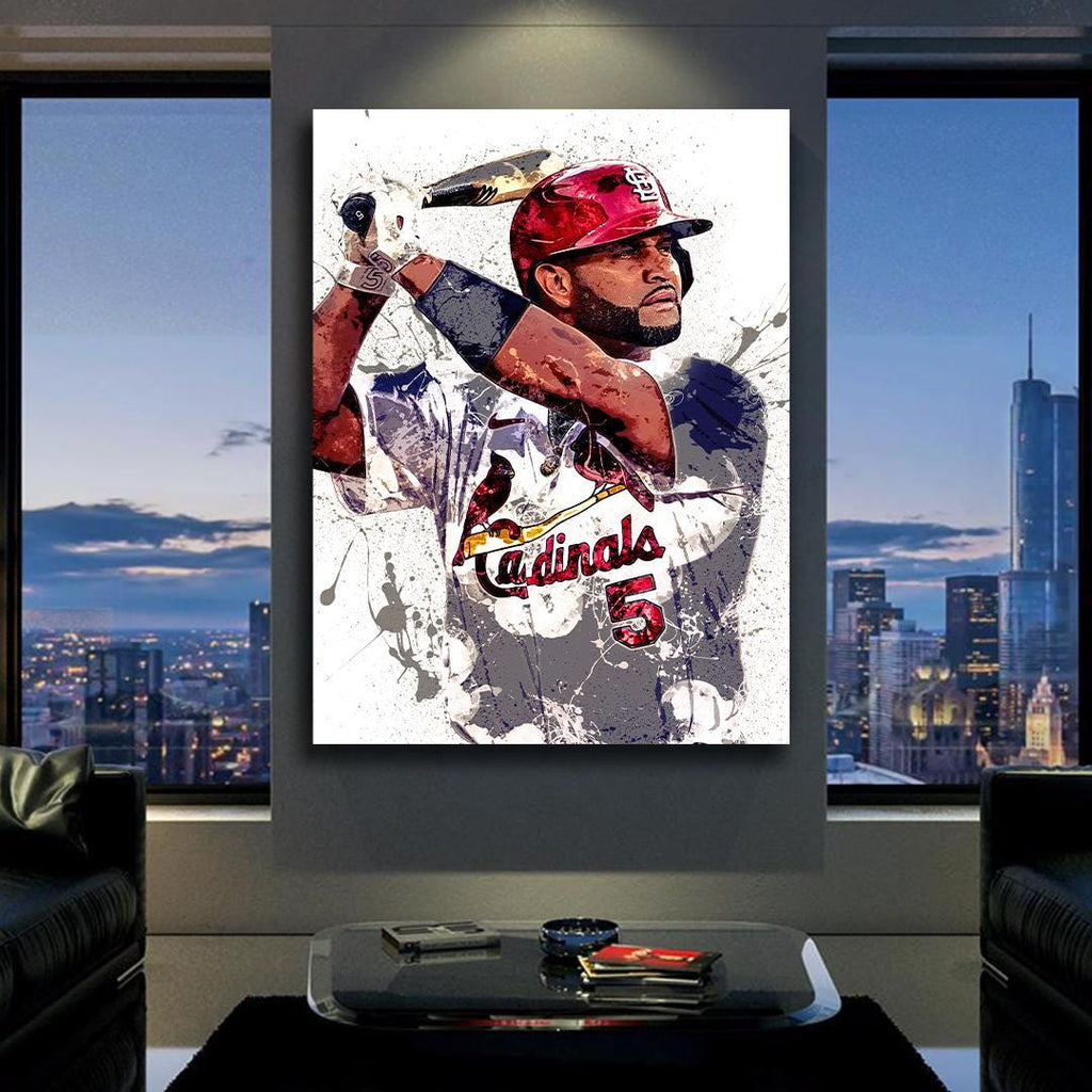 Albert Pujols Poster, St. Louis Cardinals, Gallery Canvas Wrap or Museum-Quality Poster, Fine Art, Man Cave, Kids room, Dorm Room, Kids Room