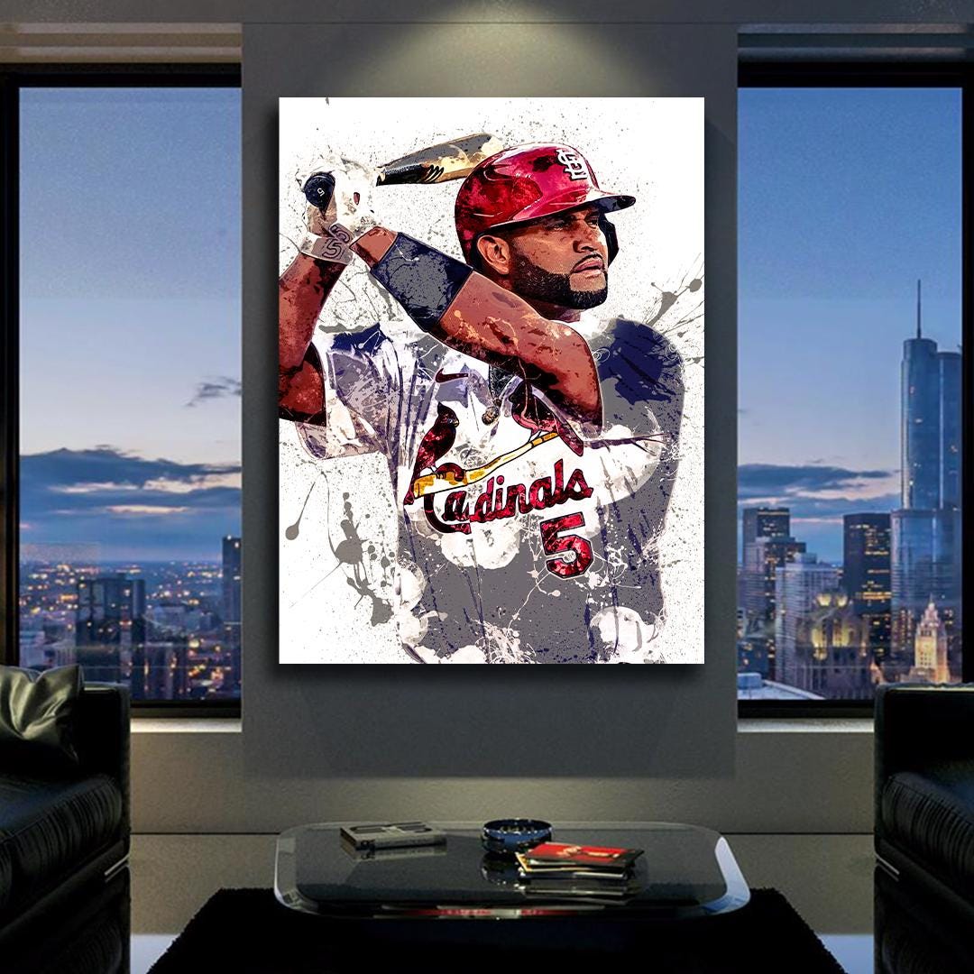 Albert Pujols Poster, St. Louis Cardinals, Gallery Canvas Wrap or Museum-Quality Poster, Fine Art, Man Cave, Kids room, Dorm Room, Kids Room