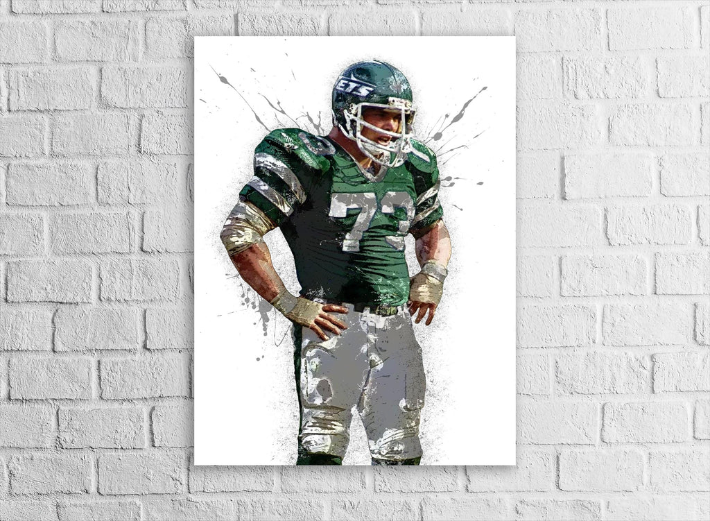 Joe Klecko NY Jets Poster: Fine Art Canvas Wrap, Man Cave Decor