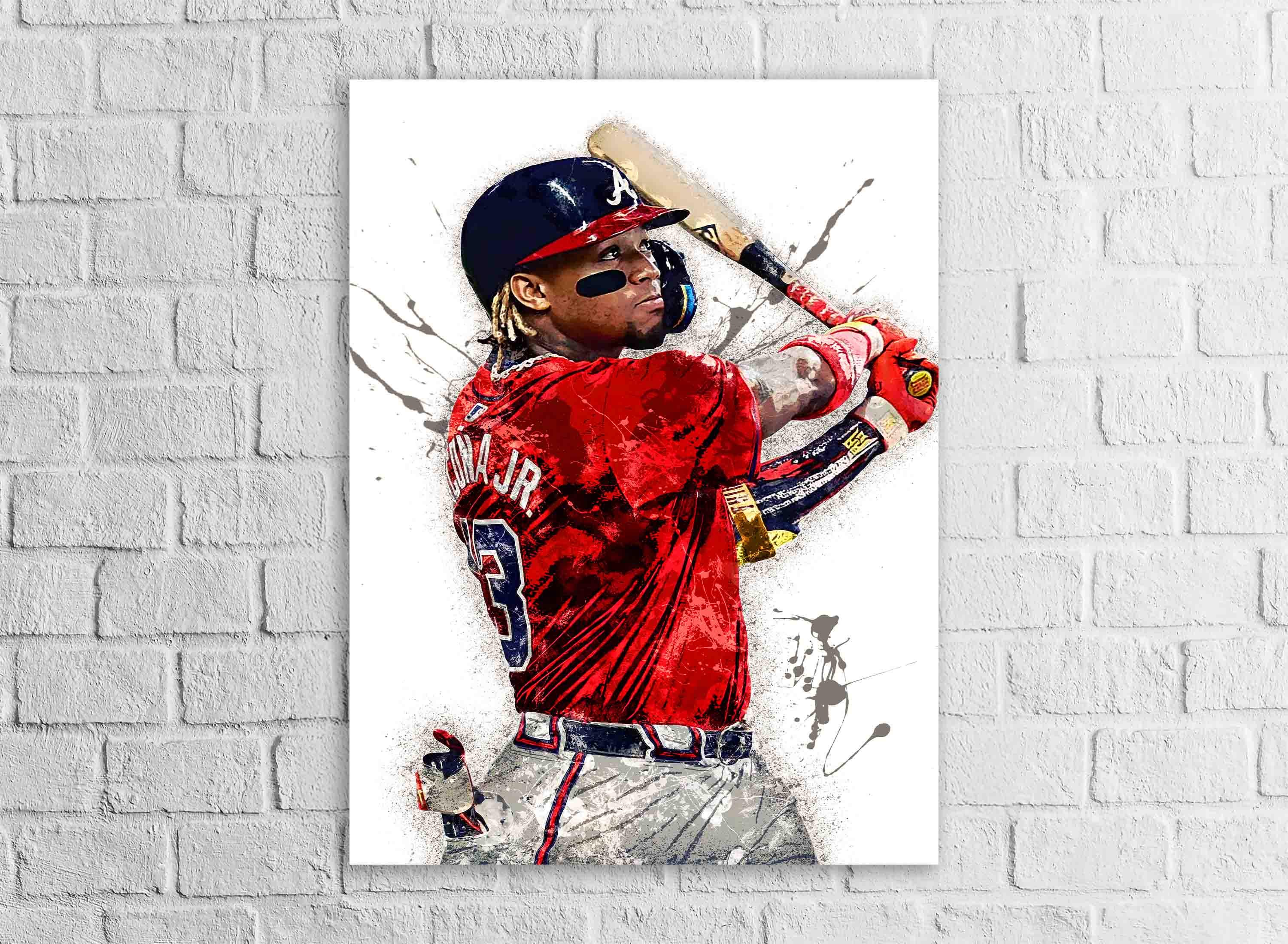 Ronald Acuna Jr, Atlanta Braves, Canvas Wrap or Museum-Quality Poster, Fine Art, Wall Decor for Man Cave, Kids room, Dorm Room