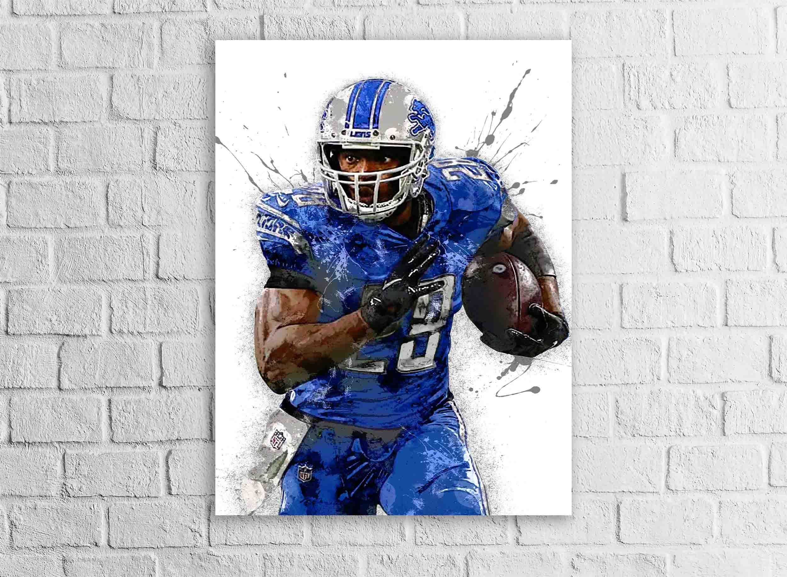 Adrian Peterson Poster, Detroit Lions, Gallery Canvas Wrap or Museum-Quality Poster, Fine Art, Wall Decor for Man Cave, Kids room, Dorm Room