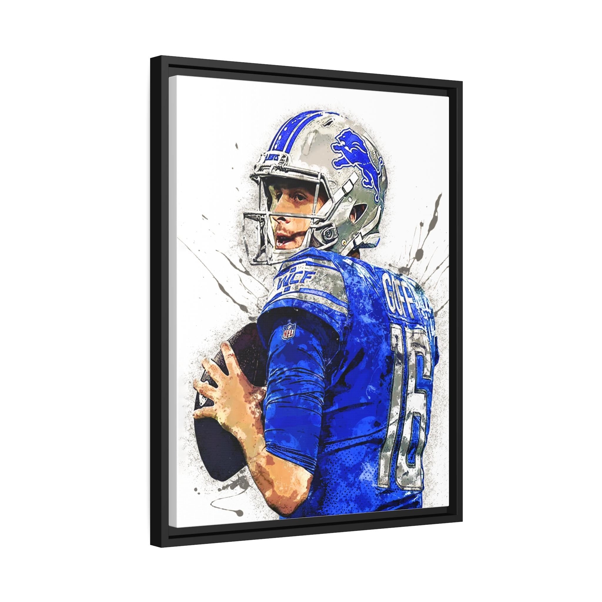 Jared Goff, Detroit Lions, Gallery Canvas Wrap, Museum-Quality Poster, Wall Art, Man Cave, Kids room, Office