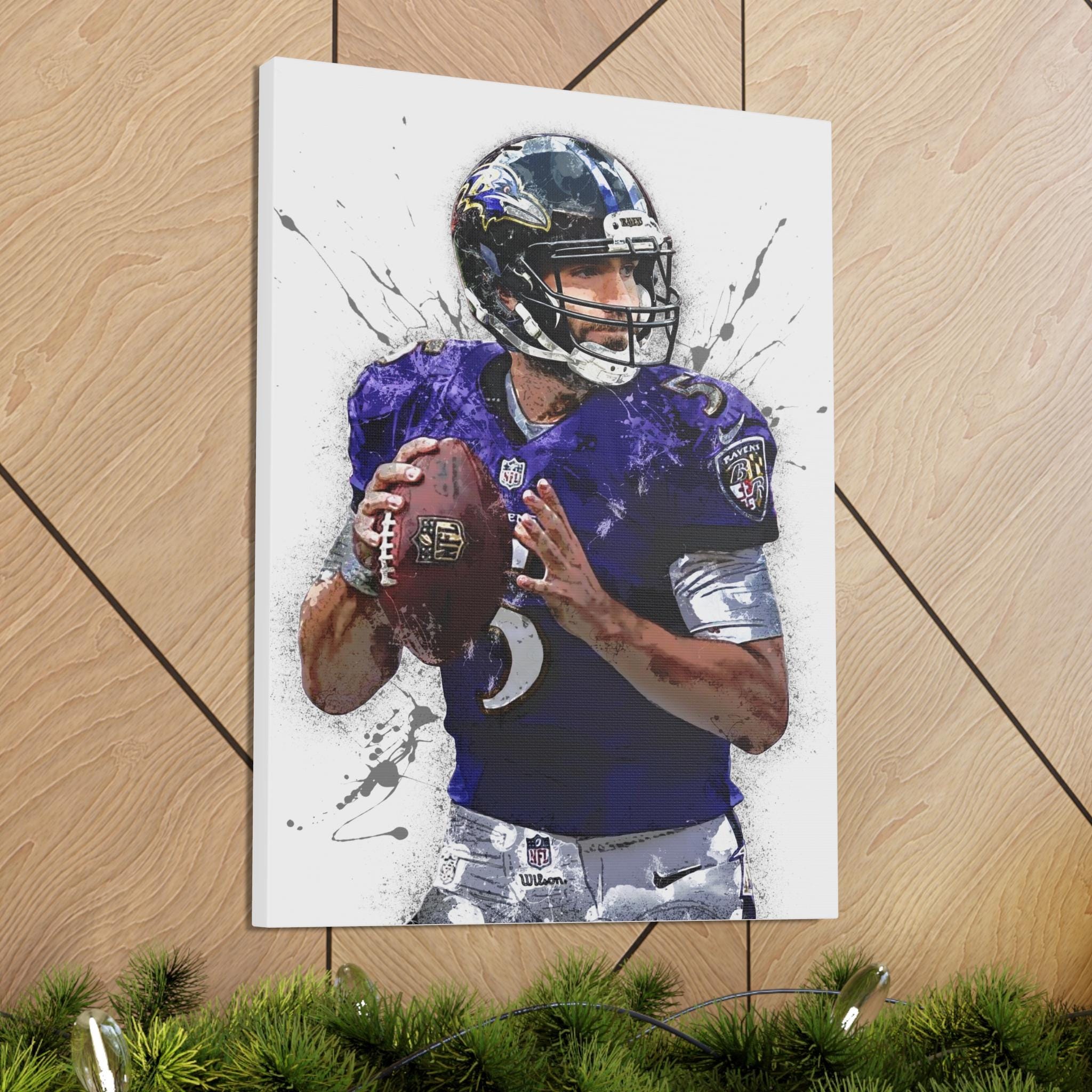 Joe Flacco Print, Baltimore Ravens, Gallery Canvas Wrap or Museum-Quality Poster, Fine Art, Wall Decor for Man Cave, Kids room