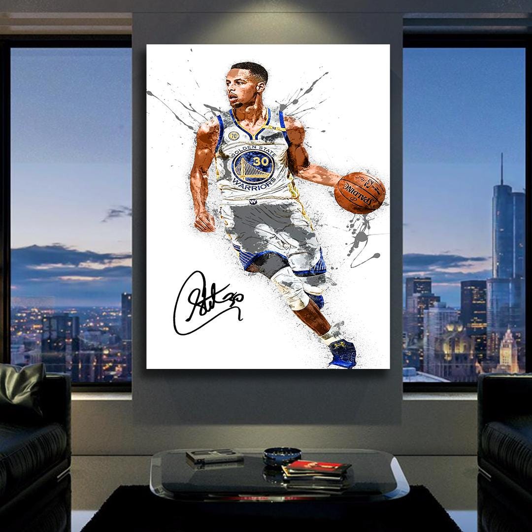 Stephen Curry Poster, Golden State Warriors, Gallery Canvas Wrap or Premium Poster, Fine Art Quality, Man Cave, Kids room, Dorm Room, Office