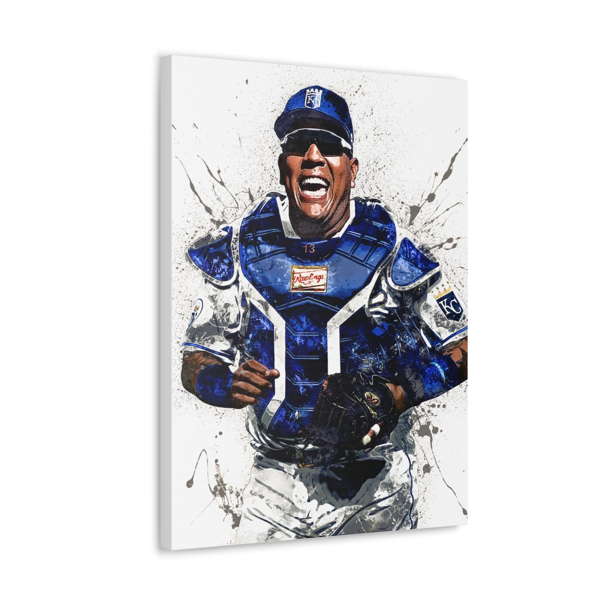 Salvador Perez Poster, Kansas City Royals, Gallery Canvas Wrap or Museum-Quality Poster, Fine Art, Man Cave, Kids room, Dorm Room, Kids Room