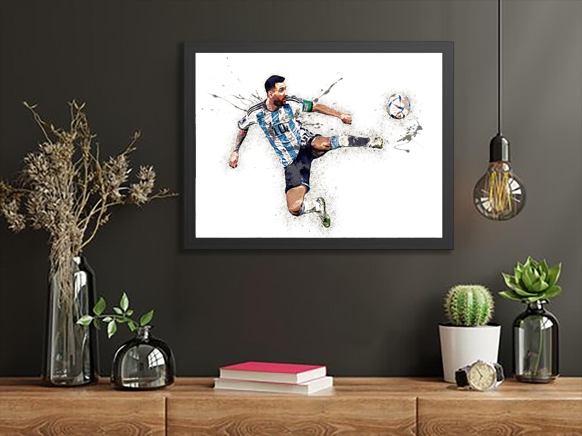 Lionel Messi, Argentina, Canvas Wrap or Museum-Quality Poster, Fine Art, Wall Decor for Man Cave, Kids room, Dorm Room