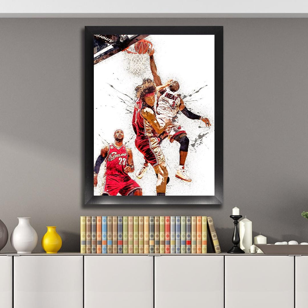 Dwyane Wade Legendary Dunk Poster, Miami Heat, Gallery Canvas Wrap or Museum-Quality Poster, Fine Art, Man Cave, Kids room, Dorm Room