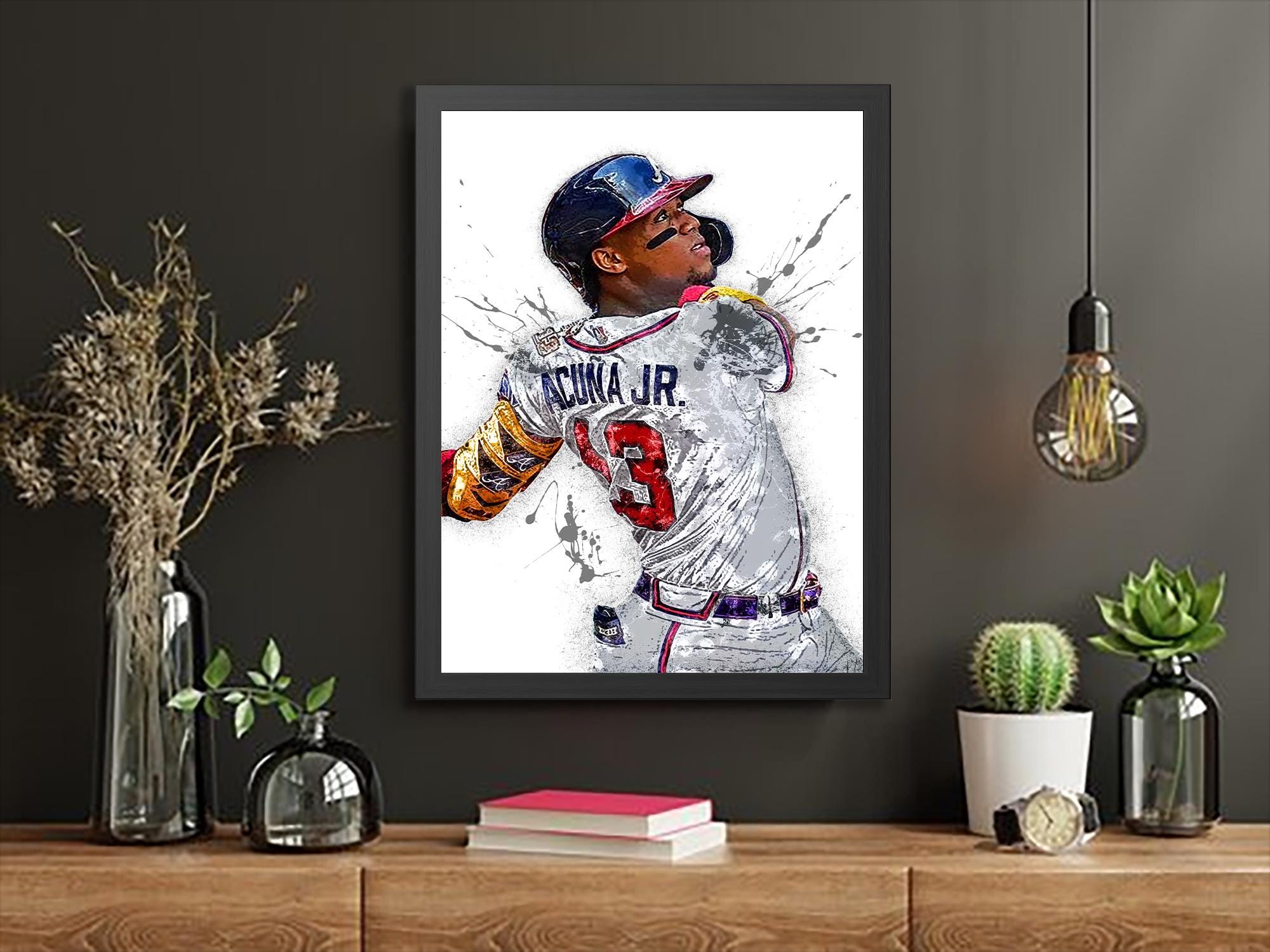 Ronald Acuna Jr Poster, Atlanta Braves, Gallery Canvas Wrap, Fine Art, Wall Decor for Man Cave, Kids room, Dorm Room