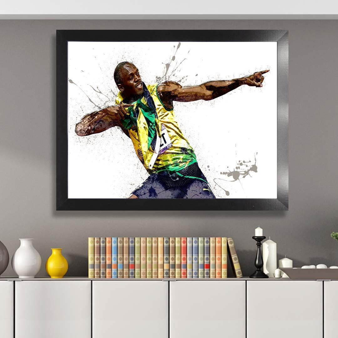 Usain Bolt, Gallery Canvas Wrap or Museum-Quality Poster, Wall Decor, Man Cave, Kids room, Office