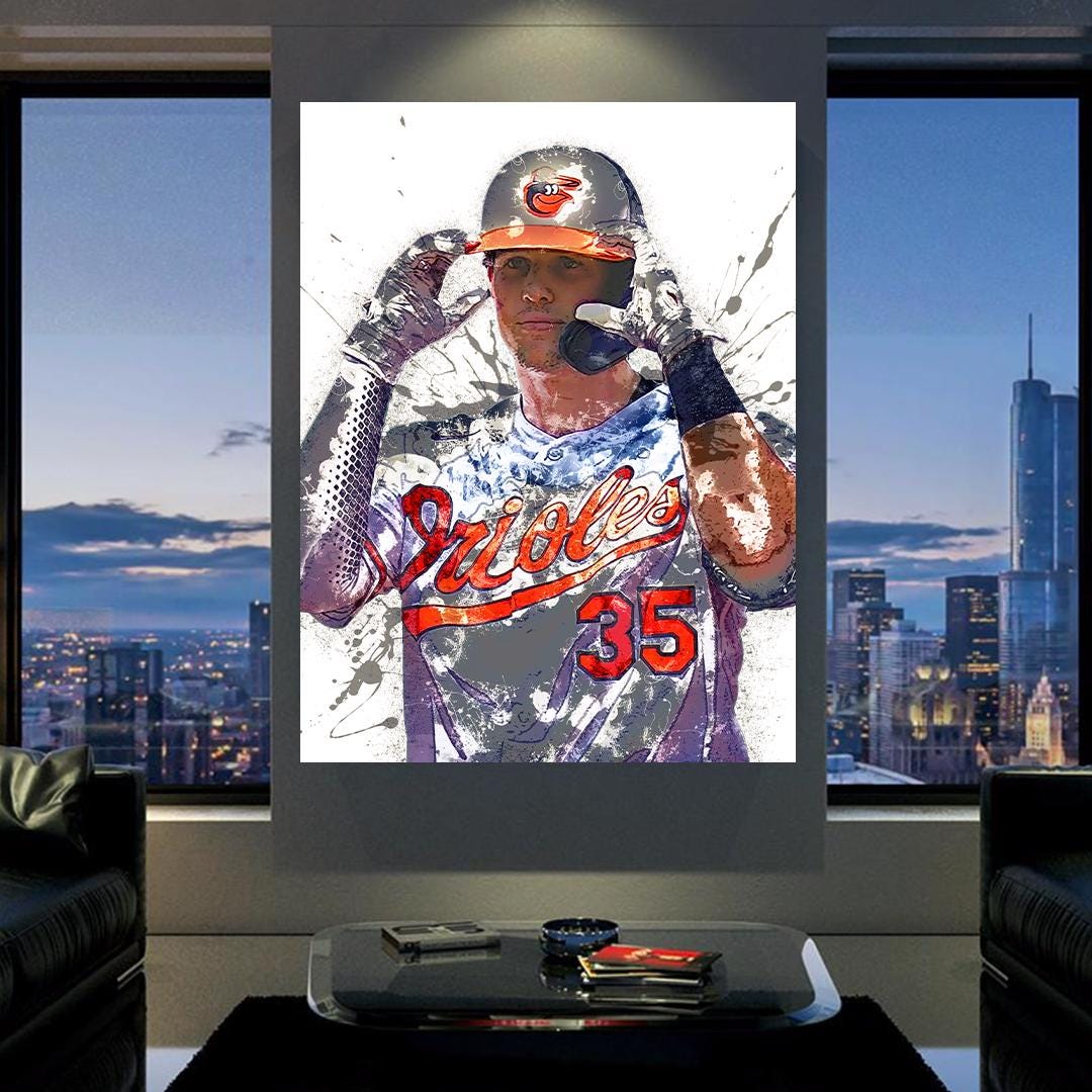 Adley Rutschman, Baltimore Orioles, Canvas Wrap or Museum-Quality Poster, Fine Art, Wall Decor for Man Cave, Kids room, Dorm Room