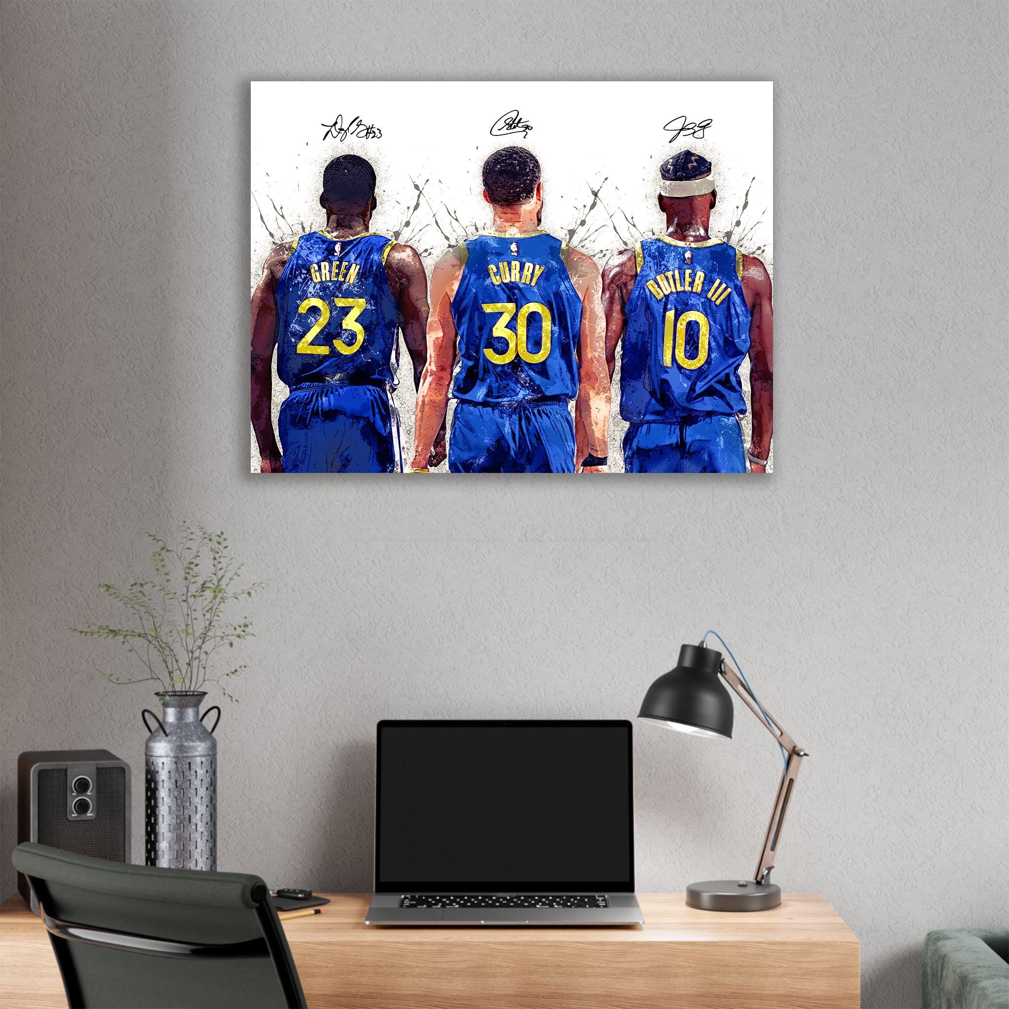 Steph Curry, Draymond Green, Jimmy Butler Poster, Golden State Warriors, Gallery Canvas Wrap, Man Cave, Kids room, Dorm Room, Office