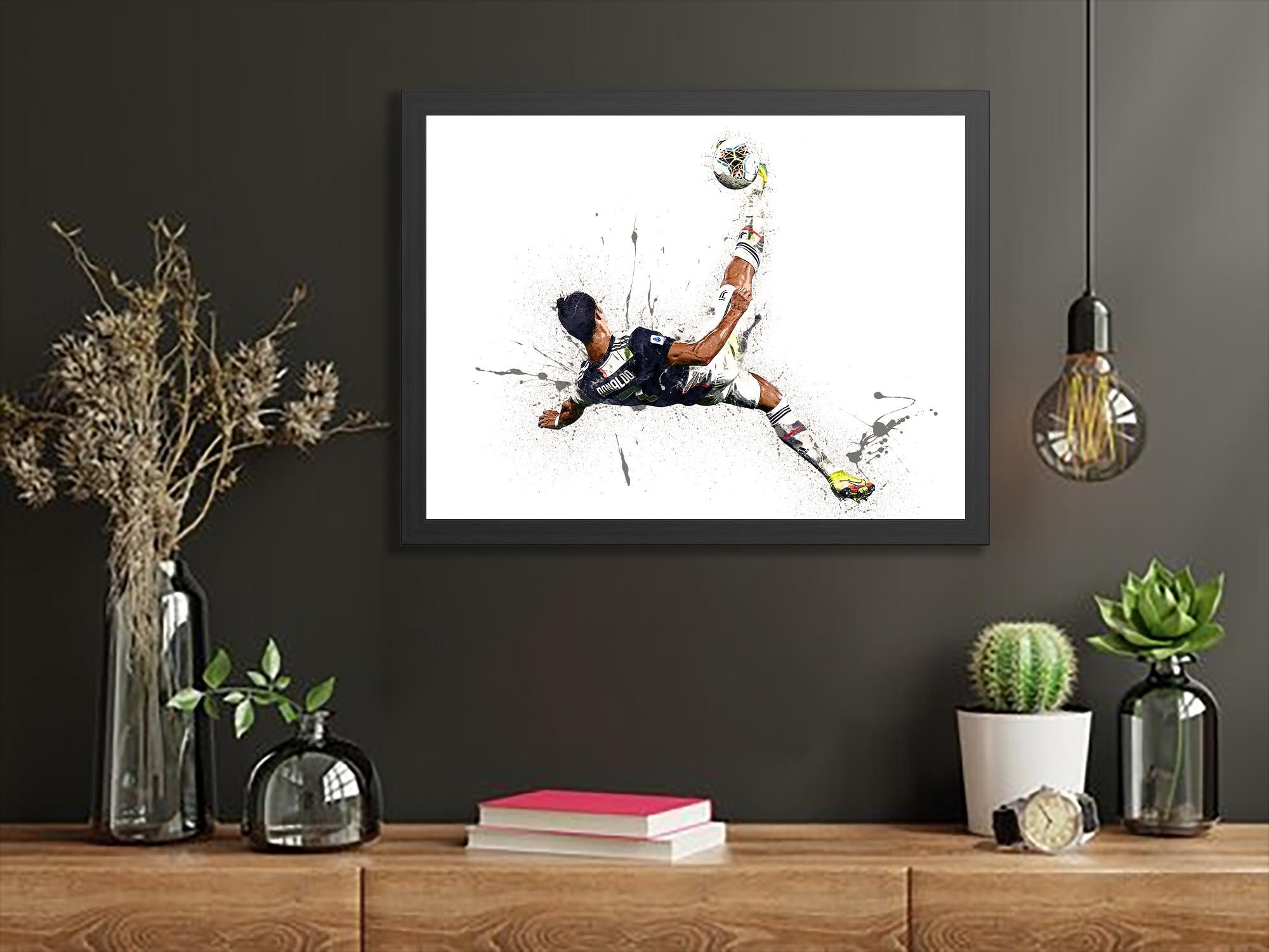 Cristiano Ronaldo, "Iconic Bicycle Kick", Gallery Canvas Wrap or Museum-Quality Poster, Wall Decor, Man Cave, Kids room, Office